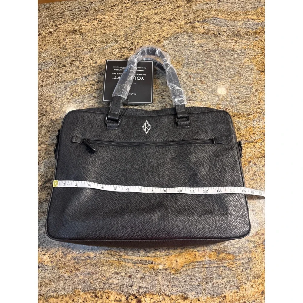 NEW Ralph Lauren Ralphs Club Black Pebbled Messenger Bag Briefcase Laptop Case